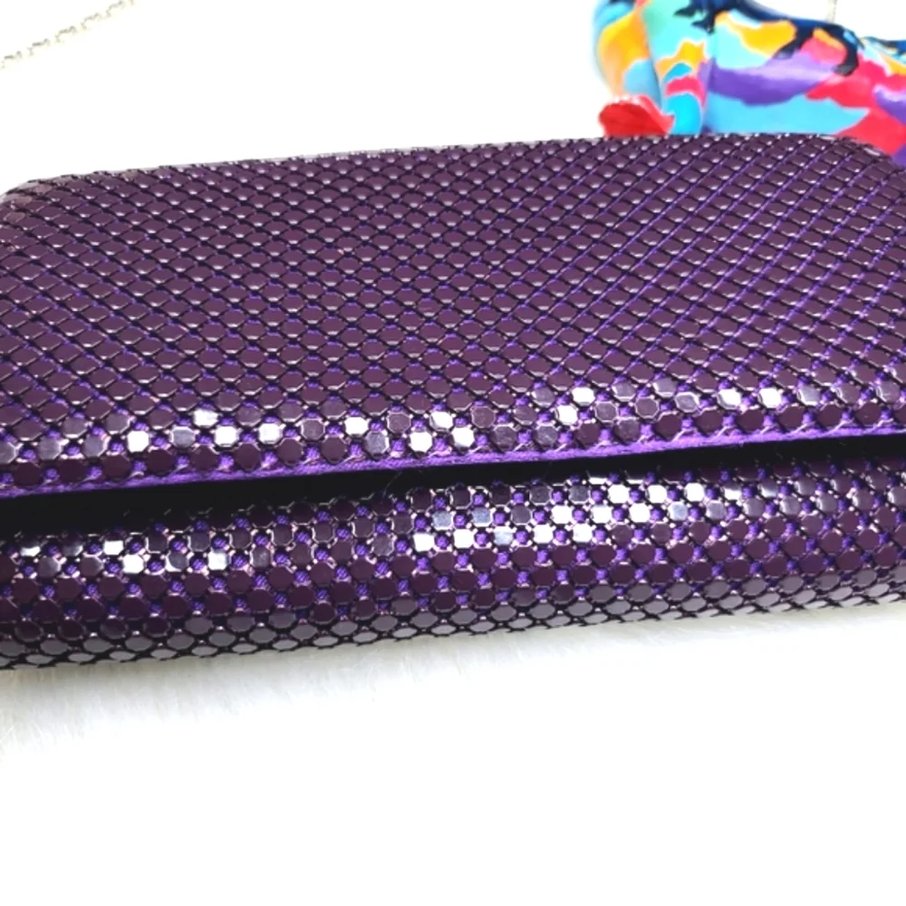 Jessica McClintock Purple Gold Beaded Clutch Purse